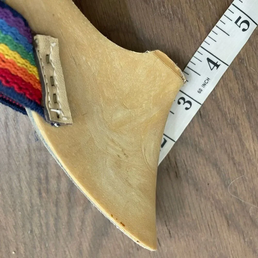 Vintage 70s 80s Rapallo Rainbow Wedge Mules Heels 7 38 - Picture 13 of 13